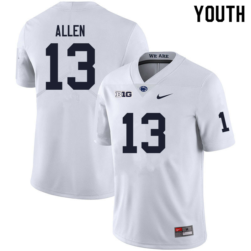 Youth #13 Kaytron Allen Penn State Nittany Lions College Football Jerseys Sale-White - Click Image to Close